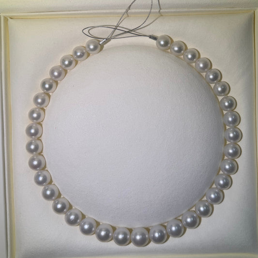 South Sea pearl strand close-up — near round white pink overtones exceptional value | Tayam Jewellery Sydney