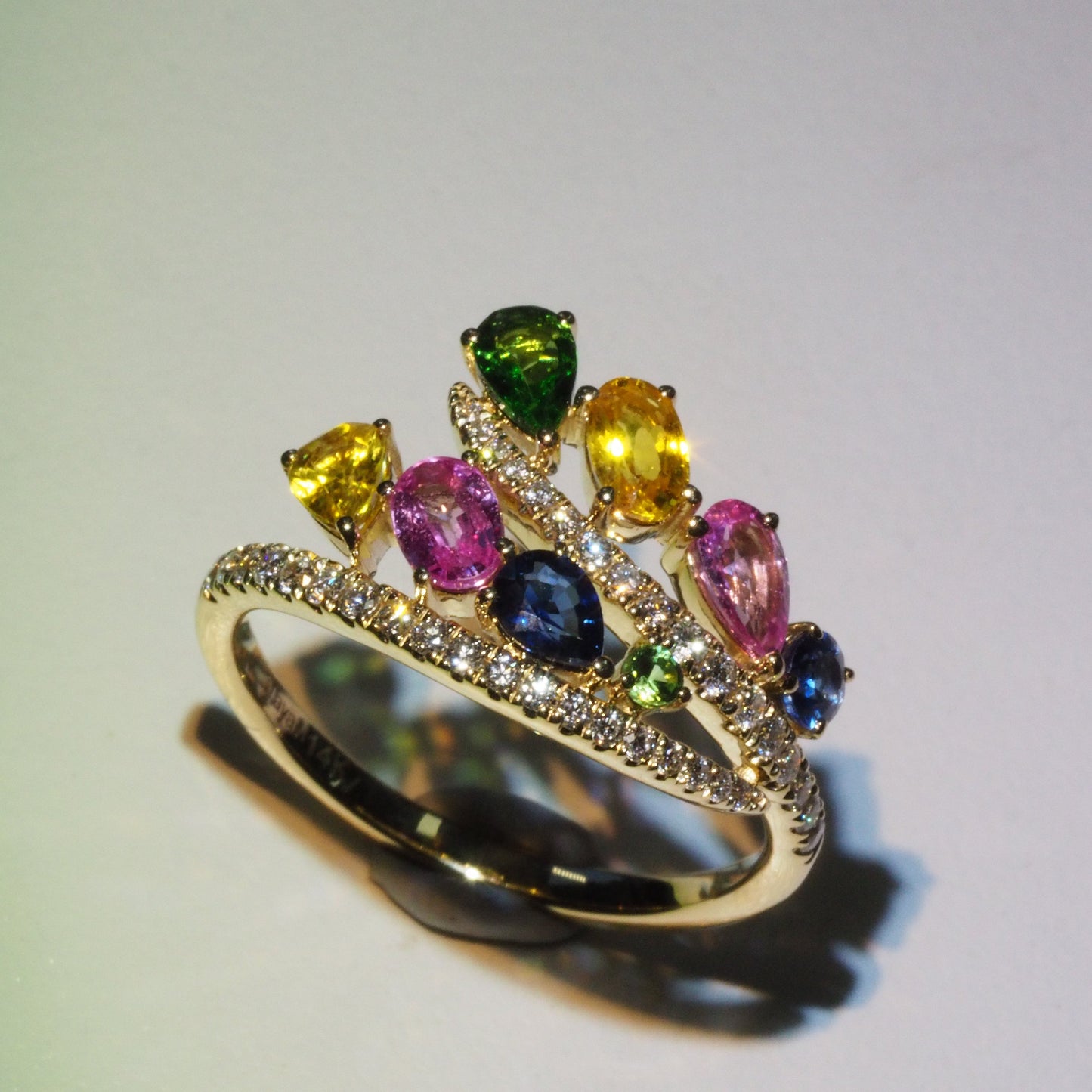 14k colorful natural sapphire ring-Stylish Everyday Luxury | Tayam Jewellery