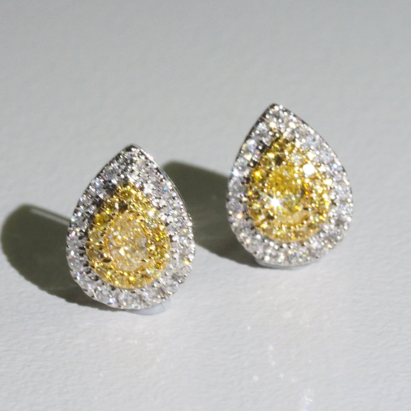 Pear-Shaped Yellow Diamond Earrings | Tayam Jewellery