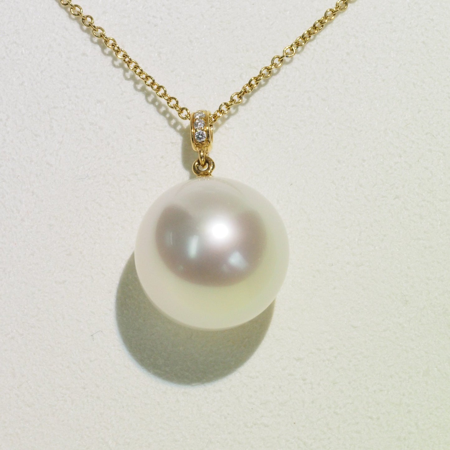 18K YG Diamond South Sea Pearl Pendant (13-14mm) | Tayam Jewellery