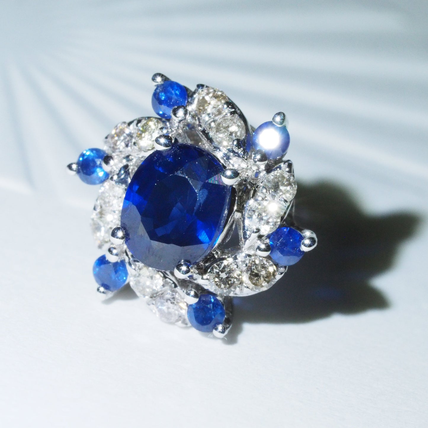 18k Natural blue sapphire and diamonds earrings Radiant Blue Elegance | Tayam Jewellery