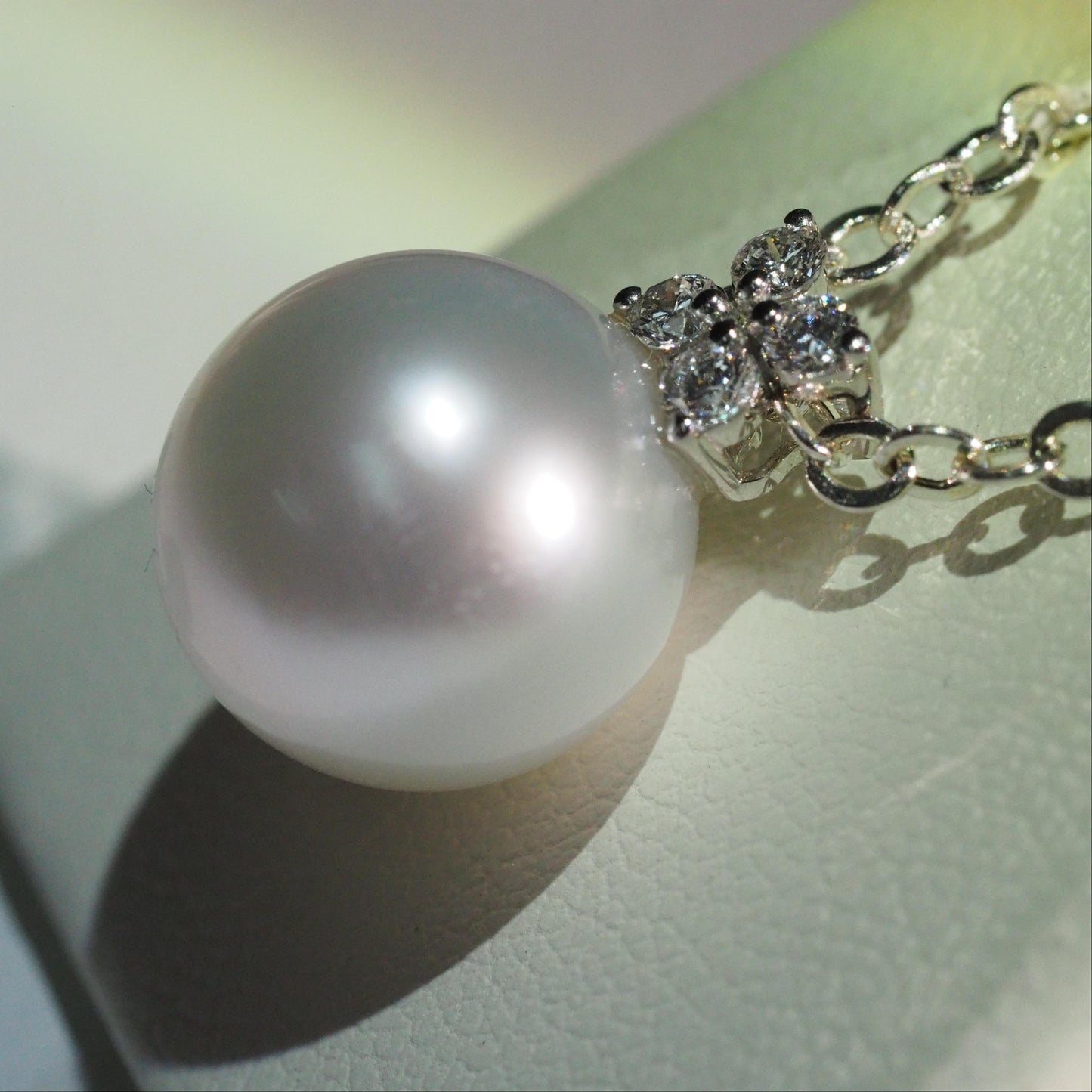 11mm South Sea Pearl diamond pendant detail view — Tayam Jewellery Sydney CBD