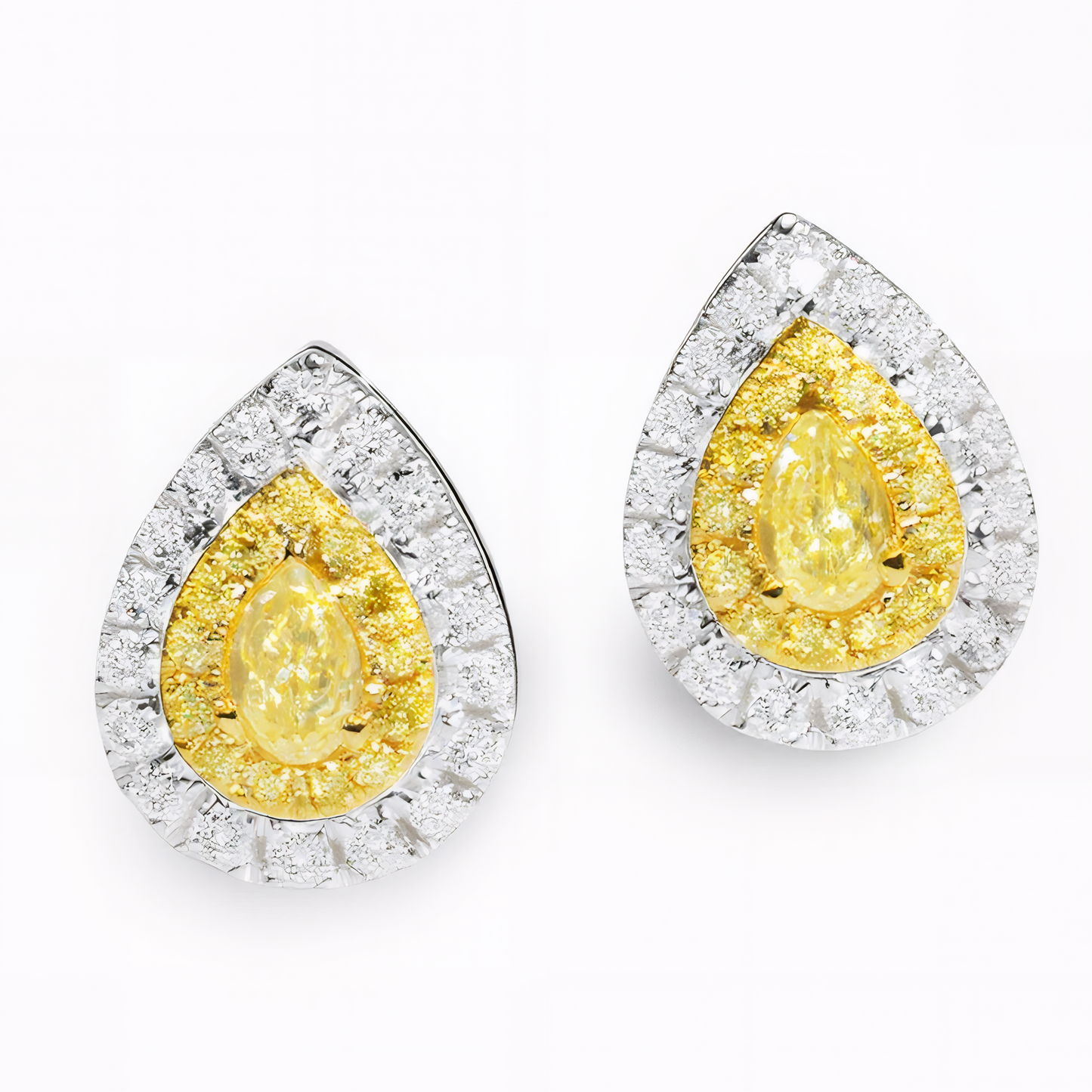 Pear-Shaped Yellow Diamond Earrings 18K Gold 0.5ct | Tayam Jewellery
