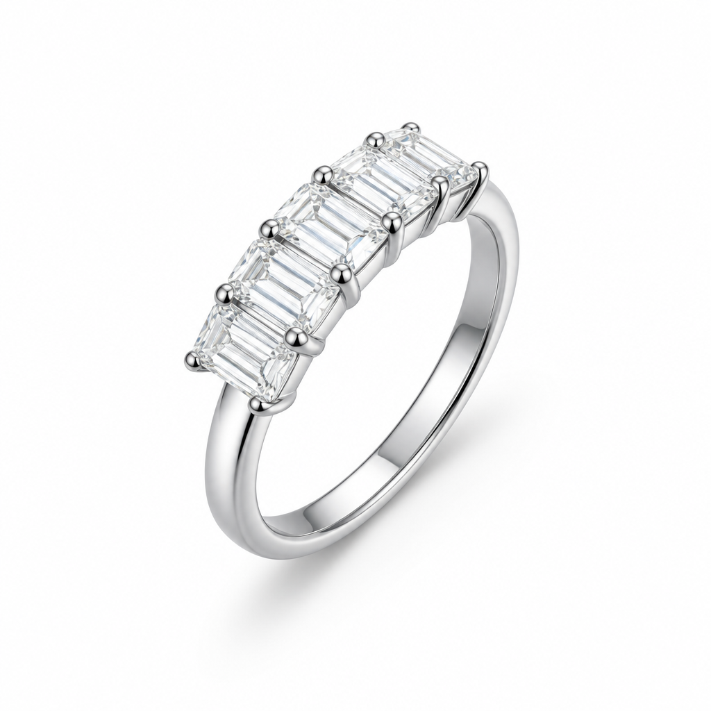 Five stone emerald cut diamond band close-up — 18K gold | Tayam Sydney CBD