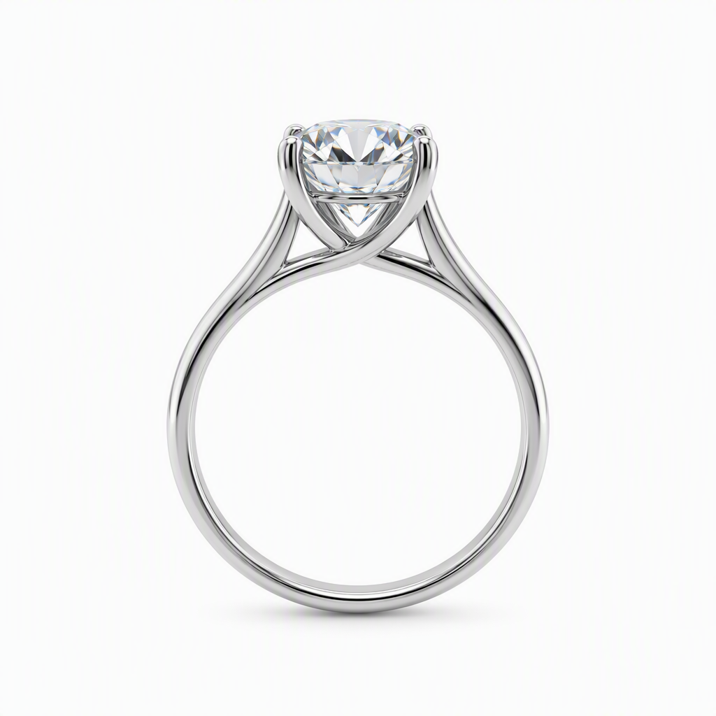 Oval solitaire engagement ring side profile — plain band bespoke Sydney CBD | Tayam