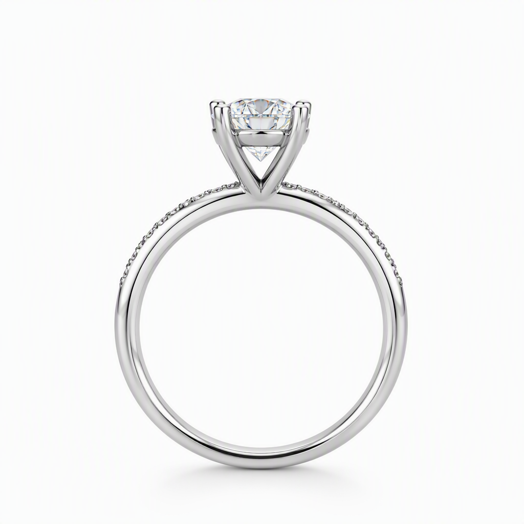 Pave band engagement ring side profile — bespoke Sydney CBD | Tayam Jewellery