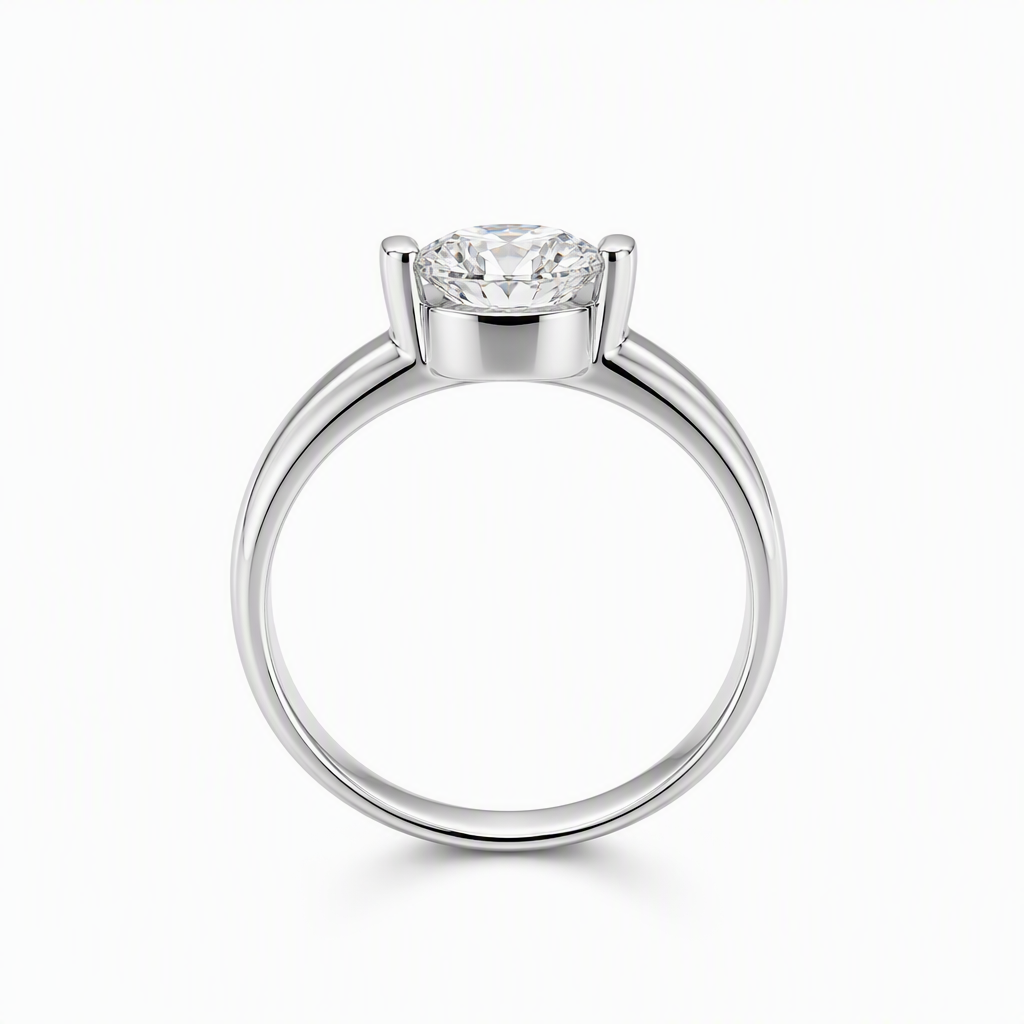 East west engagement ring side profile — plain band bespoke Sydney CBD | Tayam