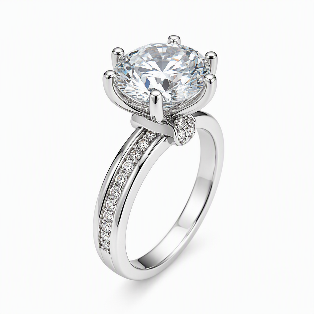 Two carat diamond solitaire close-up — six claw setting D/E VVS lab grown | Tayam