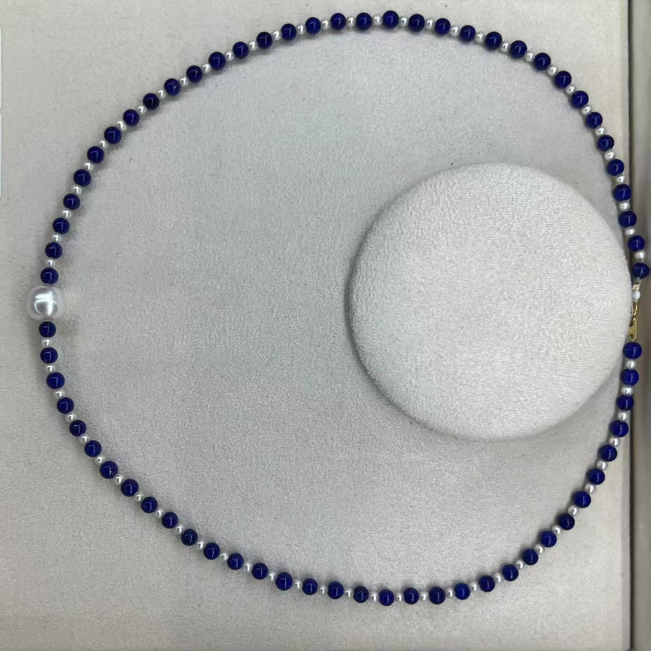 Fresh Water Pearl and Lapis Lazuli with One South Sea Pearl | Tayam Jewellery