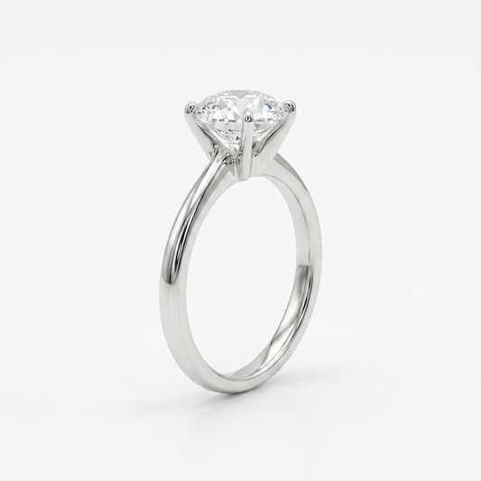 Lab diamond engagement ring close-up — 1ct F VS2 brilliant cut 18K white gold Sydney CBD