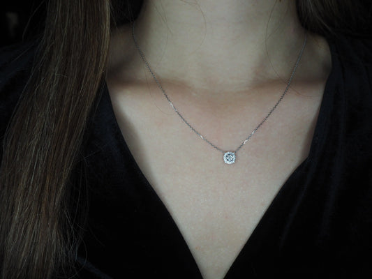 Elegant diamond solitaire pendant necklace on woman, perfect for Sydney jewellery lovers seeking timeless style.