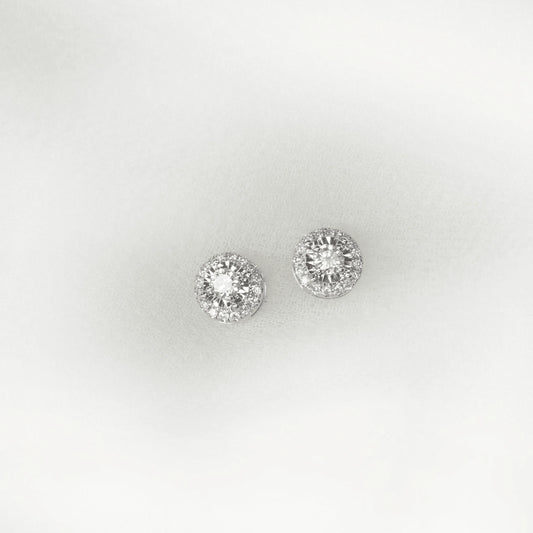Sparkling diamond halo stud earrings, elegant Sydney jewellery for everyday luxury