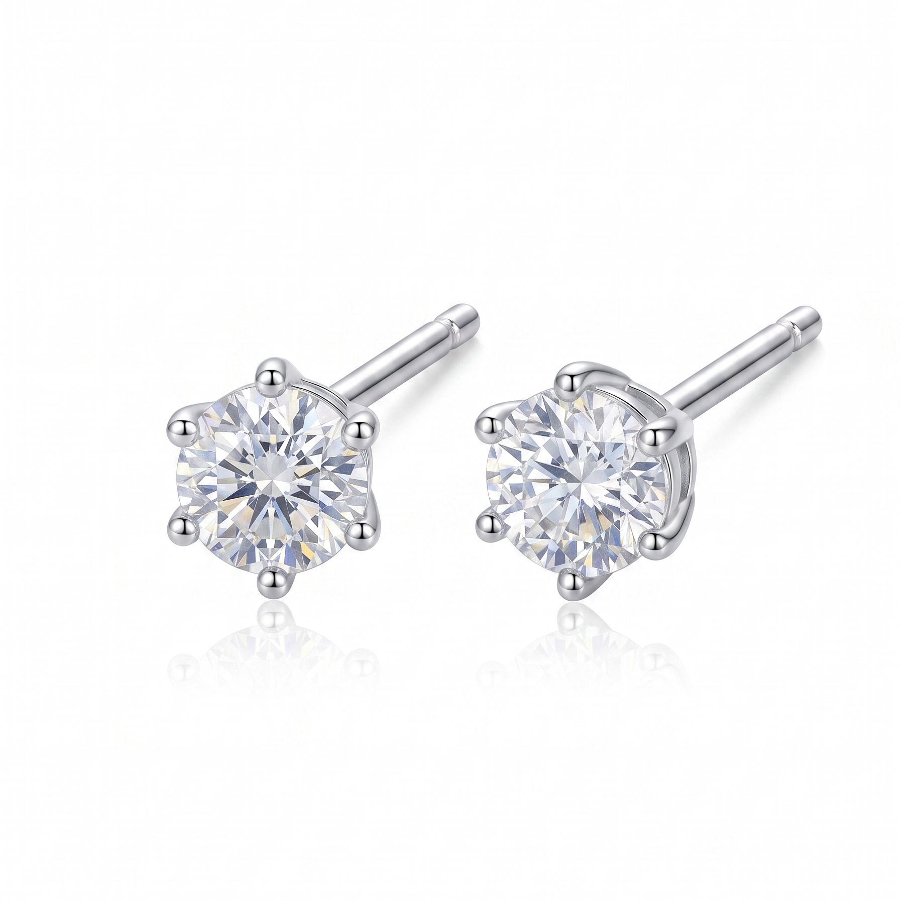 18k White Gold Classic Six-Prong Diamond Studs (0.10ctw) | GH SI-VS | Sydney CBD | Tayam Jewellery