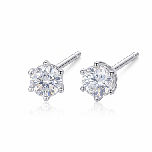 18k White Gold Classic Six-Prong Diamond Studs (0.10ctw) | GH SI-VS | Sydney CBD | Tayam Jewellery