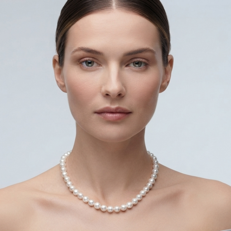 Australian South Sea Pearl necklace with 18K yellow gold clasp, 7mm round pearls | Sydney CBD