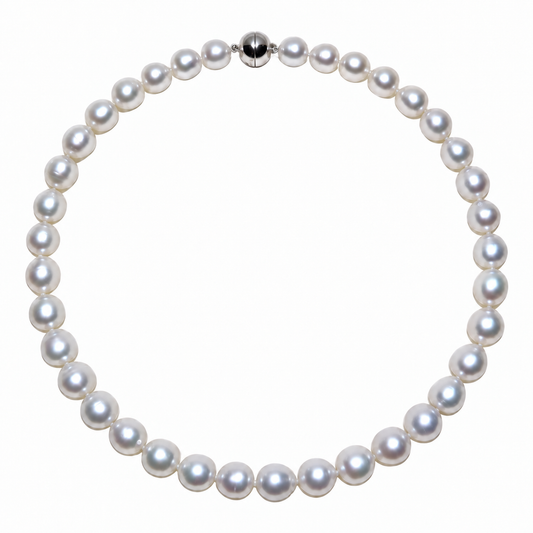 8.3-10.9mm South Sea pearl strand, 41 pearls, near round to circle, white silver | Tayam Sydney CBD