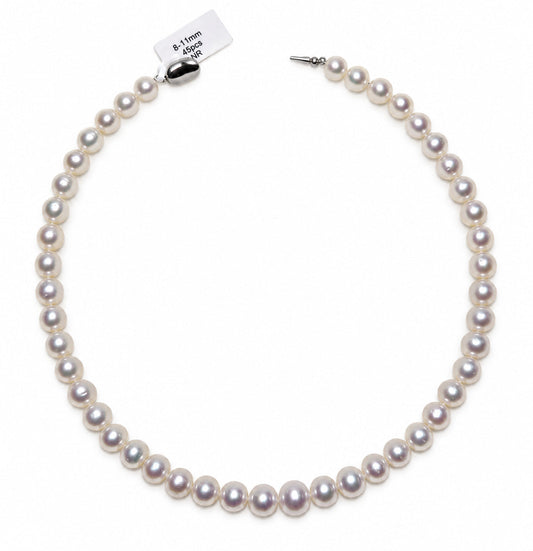 8-11mm South Sea pearl strand, 45 pearls, near round, white pink overtones | Tayam Sydney CBD