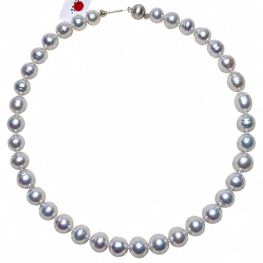 9-11.6mm South Sea pearl strand, 39 pearls, white silver-blue overtones, round | Tayam Sydney CBD