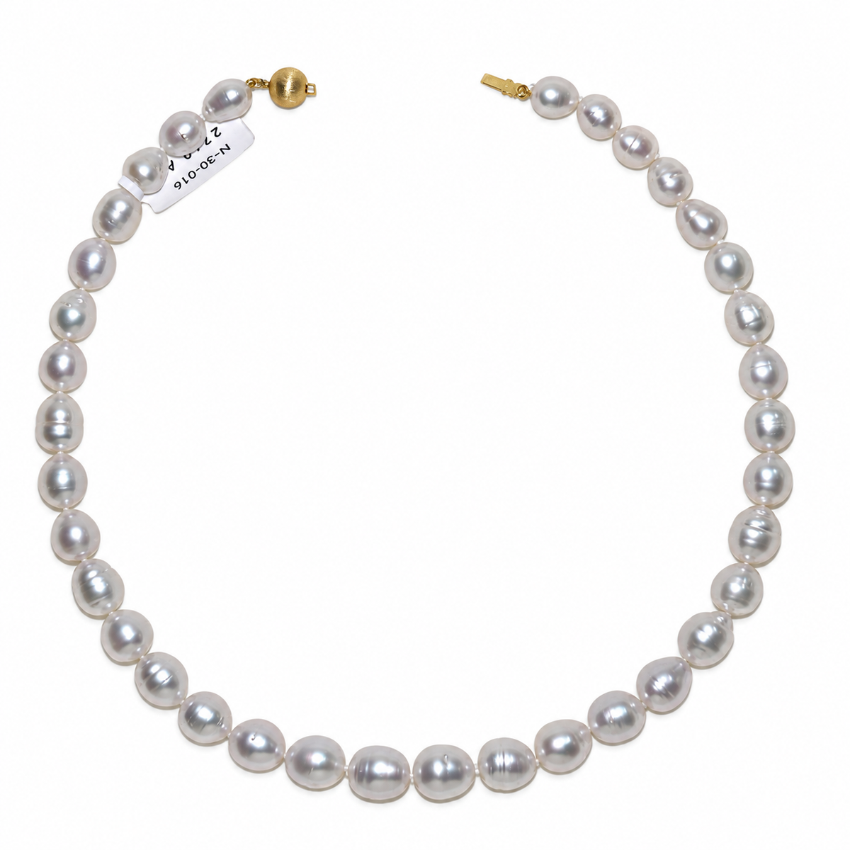 8-11mm South Sea pearl strand, 35 pearls, white pink overtones, 18K gold clasp | Tayam Sydney CBD