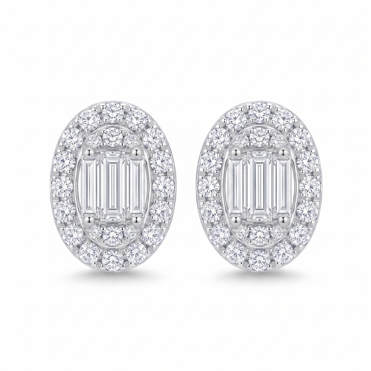 18k White Gold Oval Diamond Stud Earrings | Tayam Jewellery
