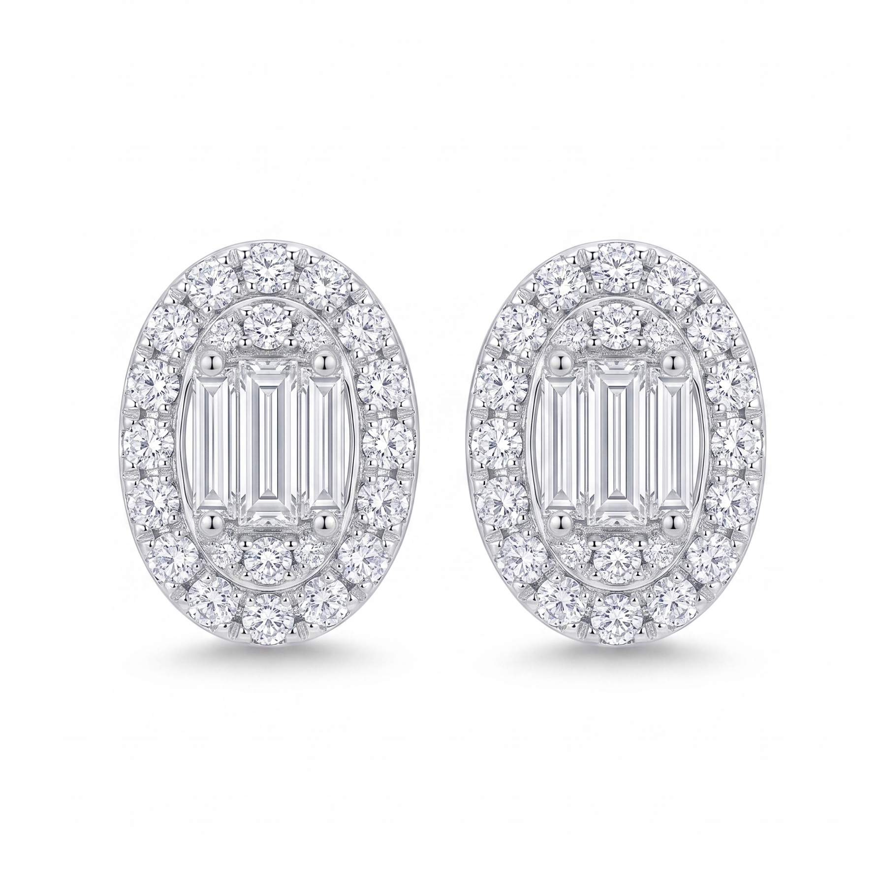18k White Gold Oval Diamond Stud Earrings | Tayam Jewellery