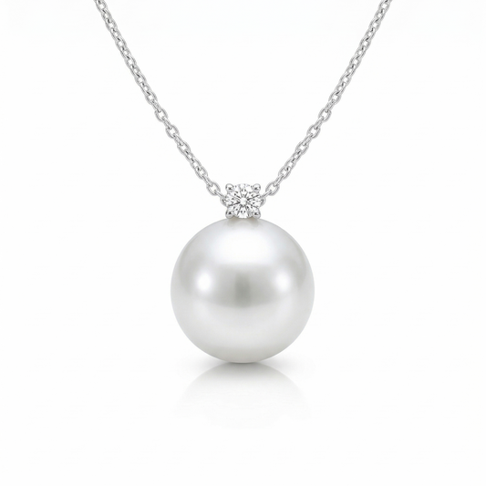 11-13mm Australian South Sea Pearl Pendant | 9K Gold & Lab Diamond (AAA Luster) | Tayam Jewellery