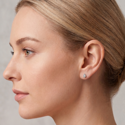 18k White Gold Diamond Teardrop Stud Earrings (0.20ct) |Sydney CBD | Tayam Jewellery