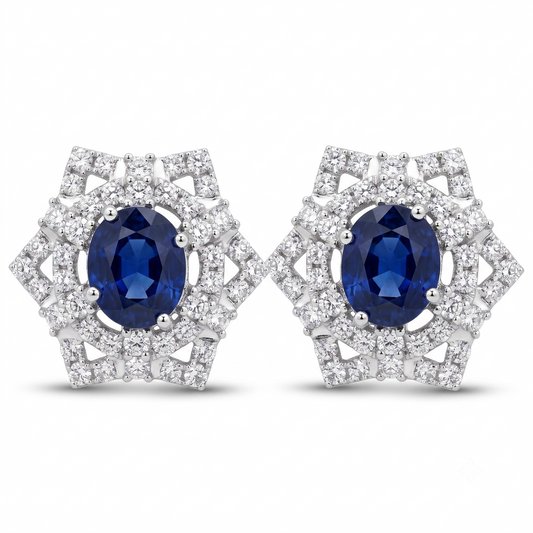 18K Gold Natural Sapphire & Diamond Stud Earrings (1.14ct) | Sydney CBD | Tayam Jewellery