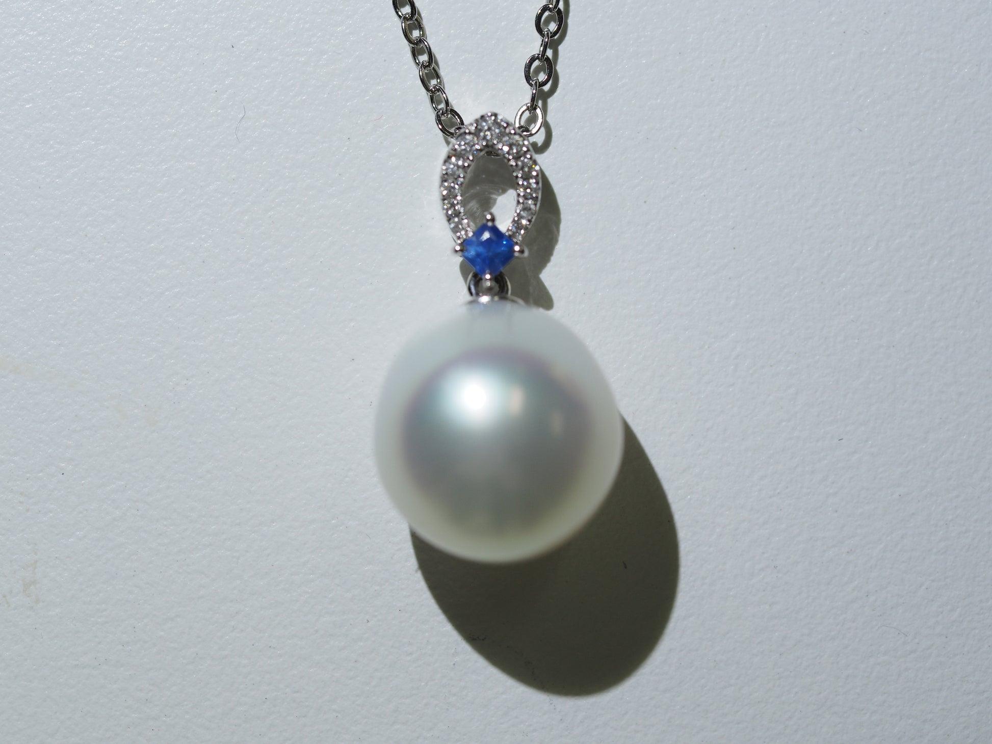 Australian South Sea Pearl Pendant with Diamonds &Sapphires | Tayam Jewellery