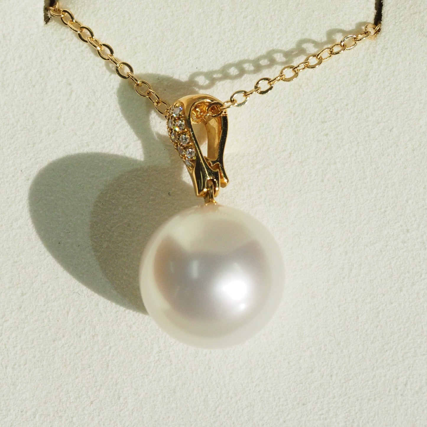 South Sea pearl pendant side view — round classic design 18K yellow gold | Tayam Sydney CBD