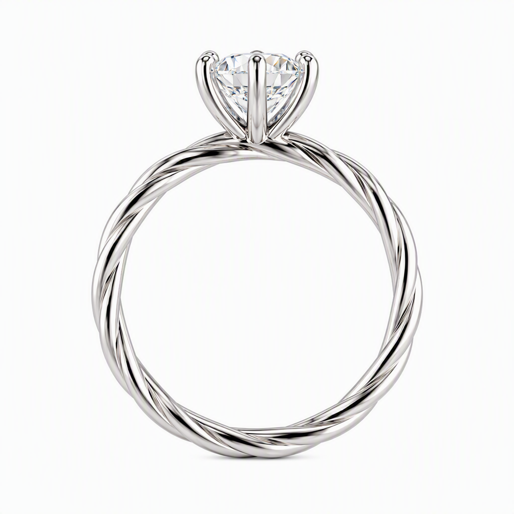 Twist band solitaire close-up — 1ct D/E VVS lab grown diamond | Tayam Sydney CBD