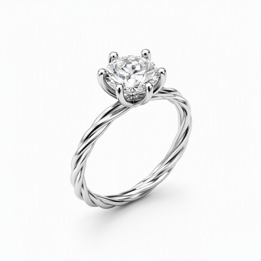 Twisted shank engagement ring side profile — bespoke Sydney CBD | Tayam Jewellery