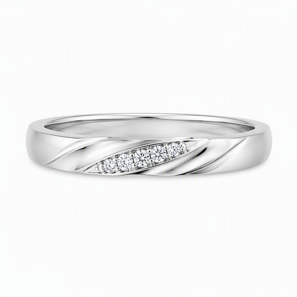 18K gold twist wedding band set with pave diamonds | Tayam Jewellery Sydney CBD