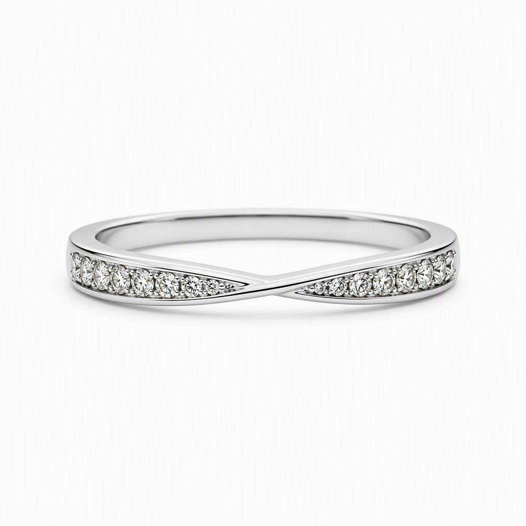 18K gold infinity wedding band set with pave diamonds | Tayam Jewellery Sydney CBD