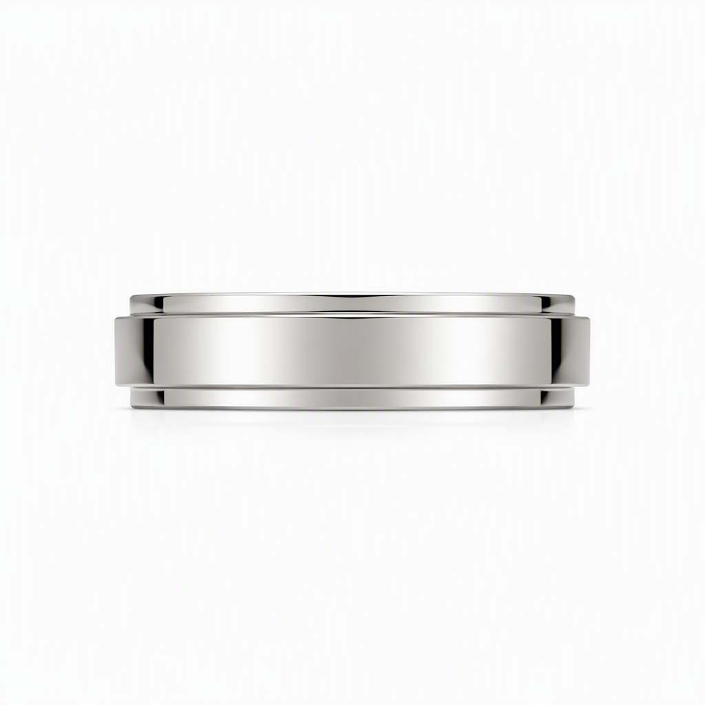 Platinum spinner wedding band pair with turning outer ring | Tayam Jewellery Sydney CBD