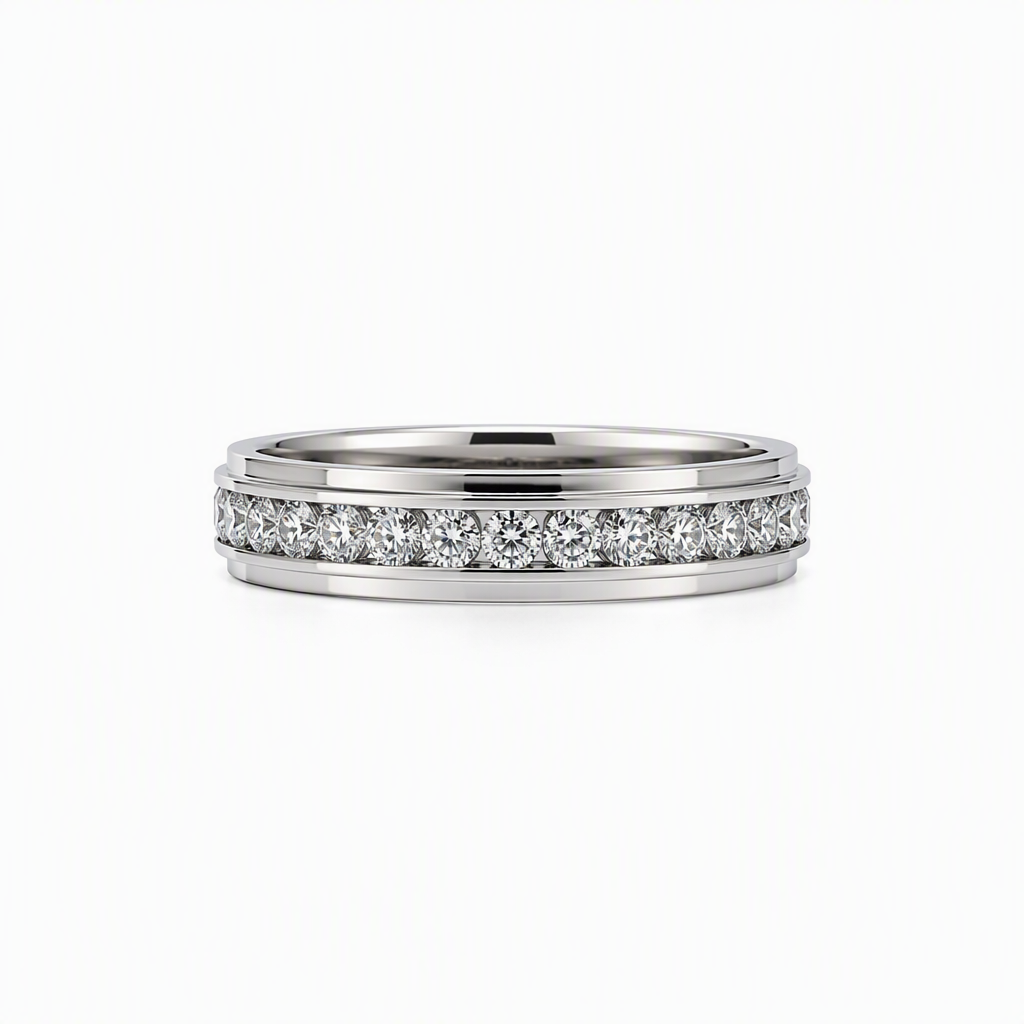 18K gold spinner wedding band pair with pave diamond outer ring | Tayam Sydney CBD