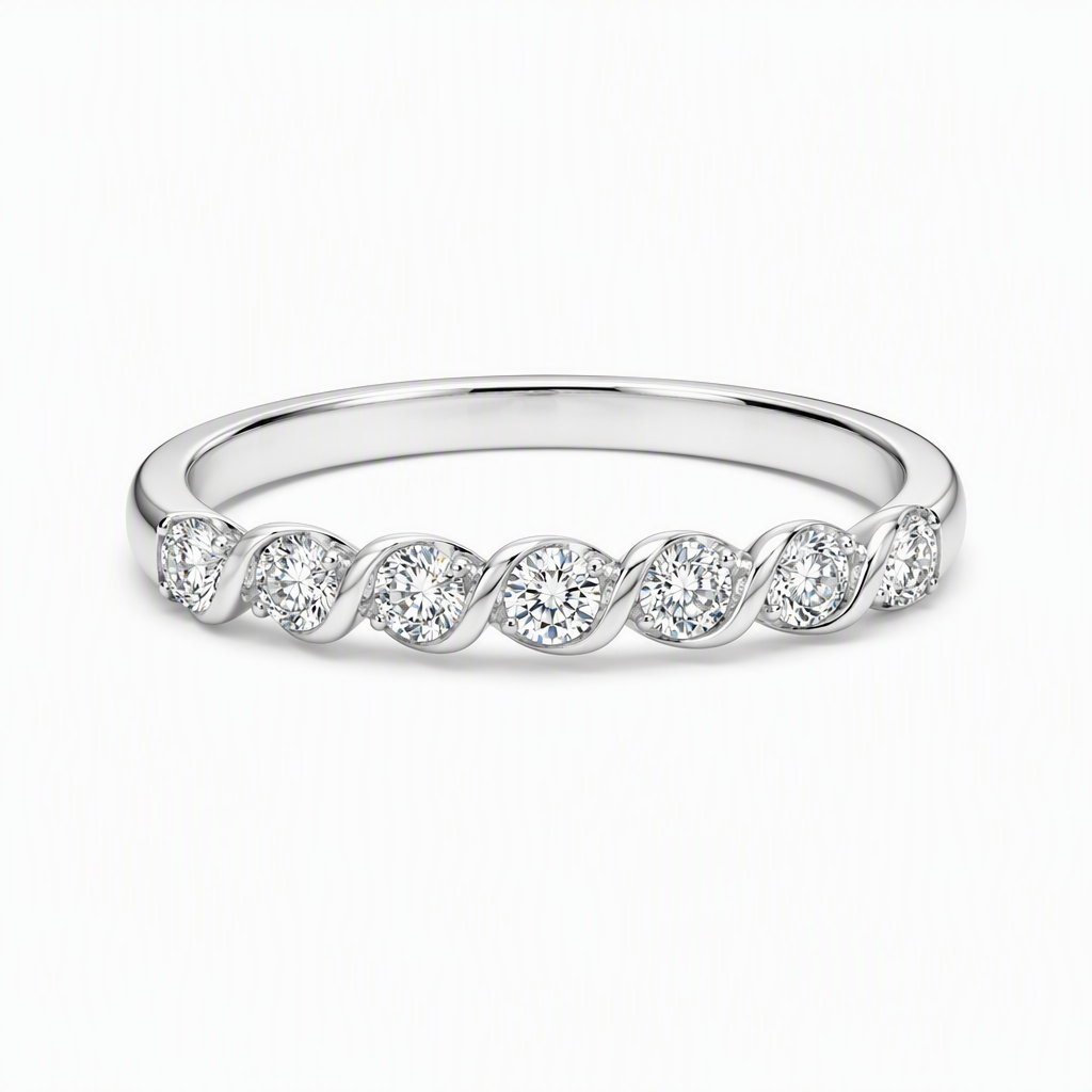 18K gold wave twist wedding band half set with pave diamonds | Tayam Sydney CBD