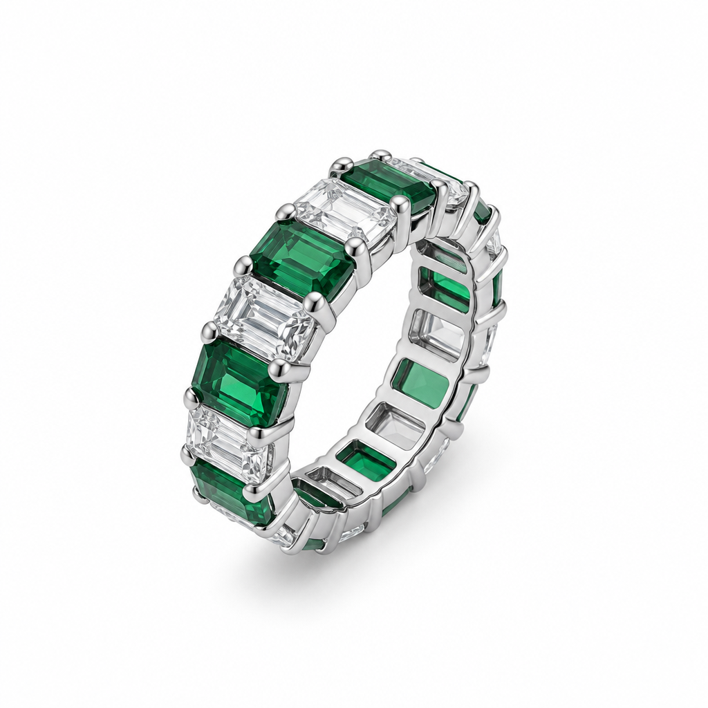 Emerald cut full eternity band set with natural emeralds | Tayam Jewellery Sydney CBD