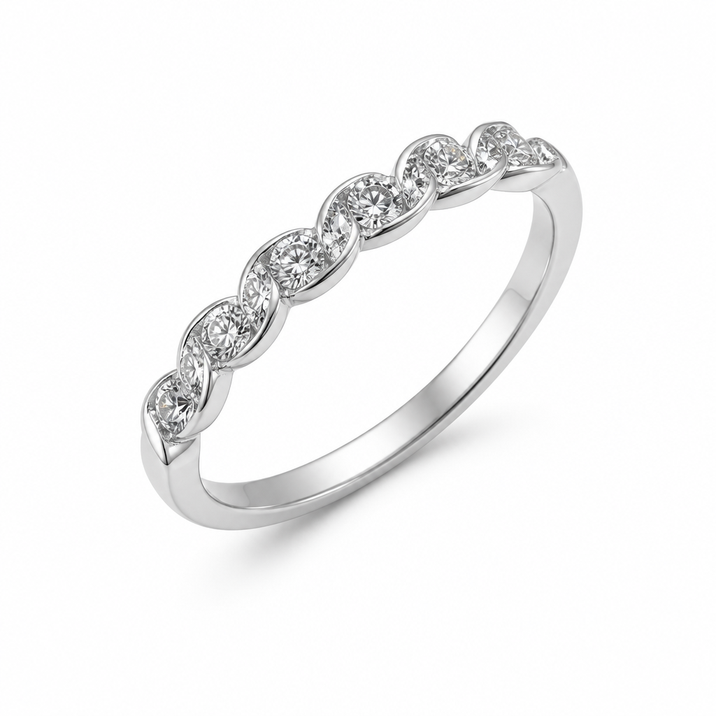 Wave twist diamond band close-up — 18K gold wedding ring | Tayam Sydney