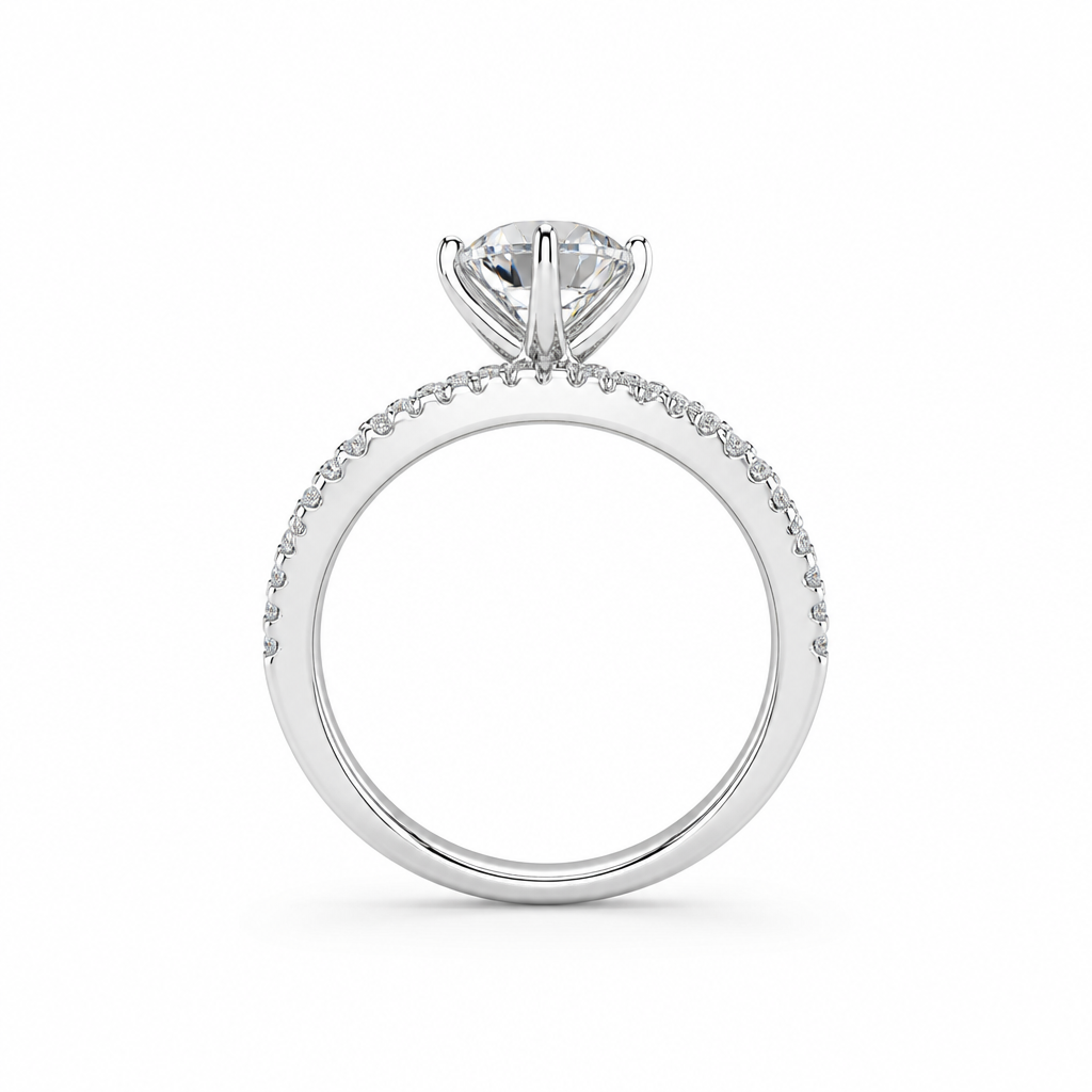 Ribbon pave engagement ring side profile — bespoke Sydney CBD | Tayam Jewellery