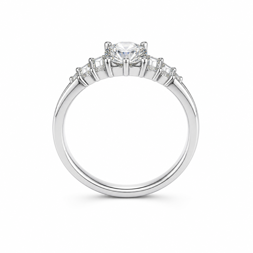 V shape tiara engagement ring side profile — bespoke Sydney CBD | Tayam Jewellery