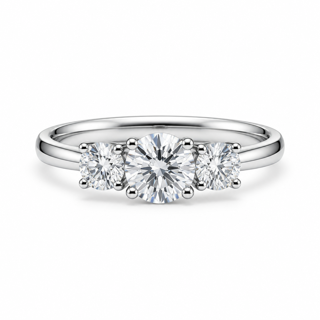 1ct round lab grown diamond three stone engagement ring | Tayam Sydney CBD