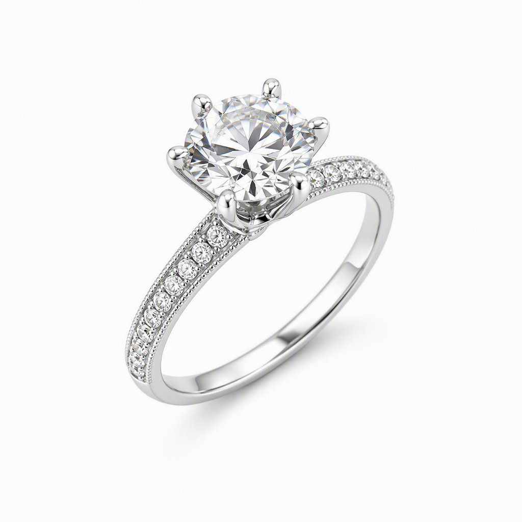 Knife edge pave band close-up — 1ct D/E VVS lab grown diamond | Tayam Sydney