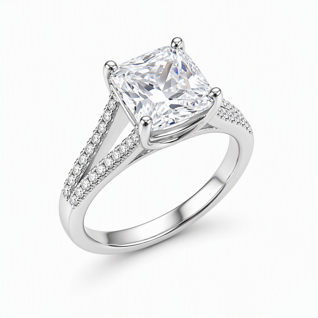 Princess cut split band close-up — 1ct D/E VVS lab grown diamond | Tayam Sydney CBD