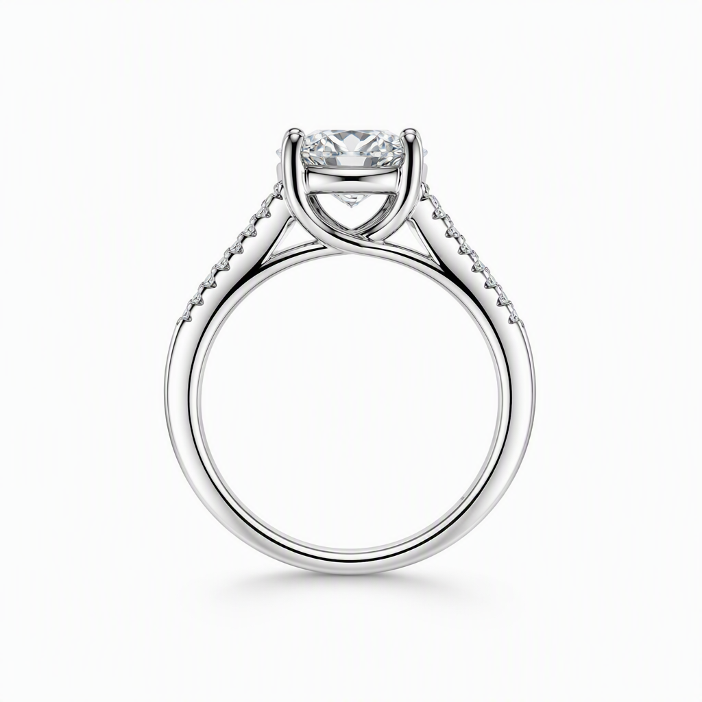 Split shank princess ring side profile — bespoke Sydney CBD | Tayam Jewellery