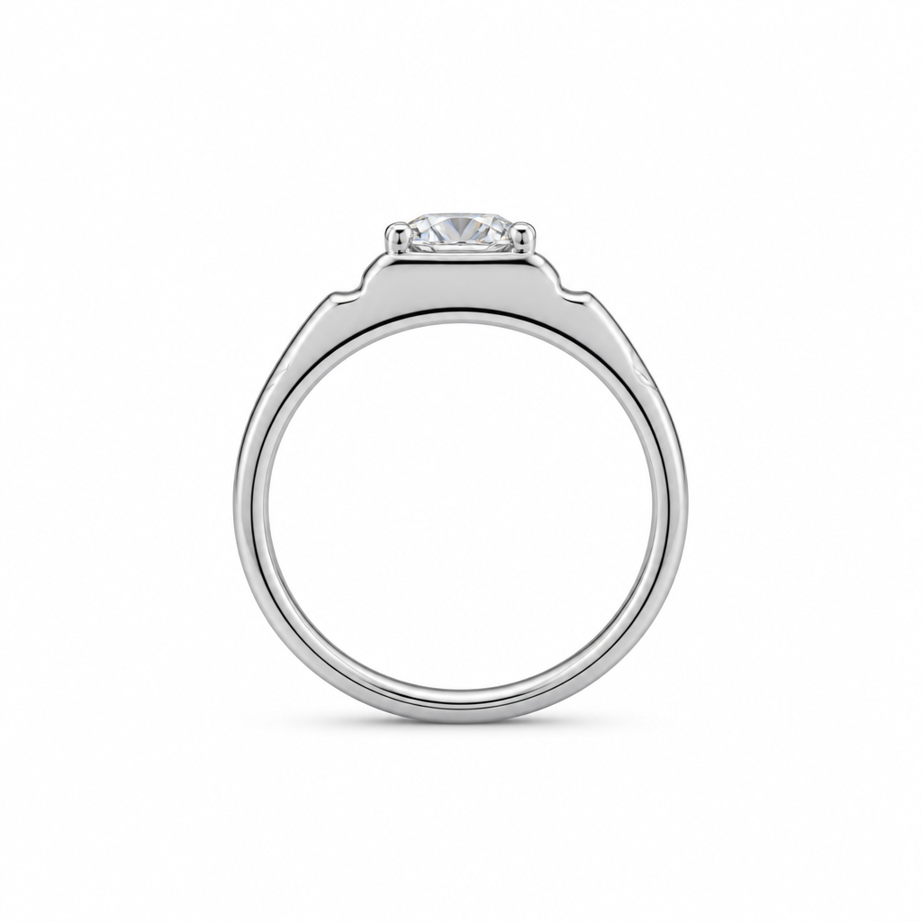 Extra wide band engagement ring side profile — bespoke Sydney CBD | Tayam Jewellery
