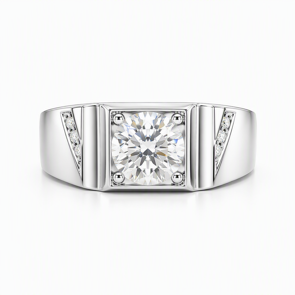 1ct round lab grown diamond engagement ring with extra wide band | Tayam Sydney CBD