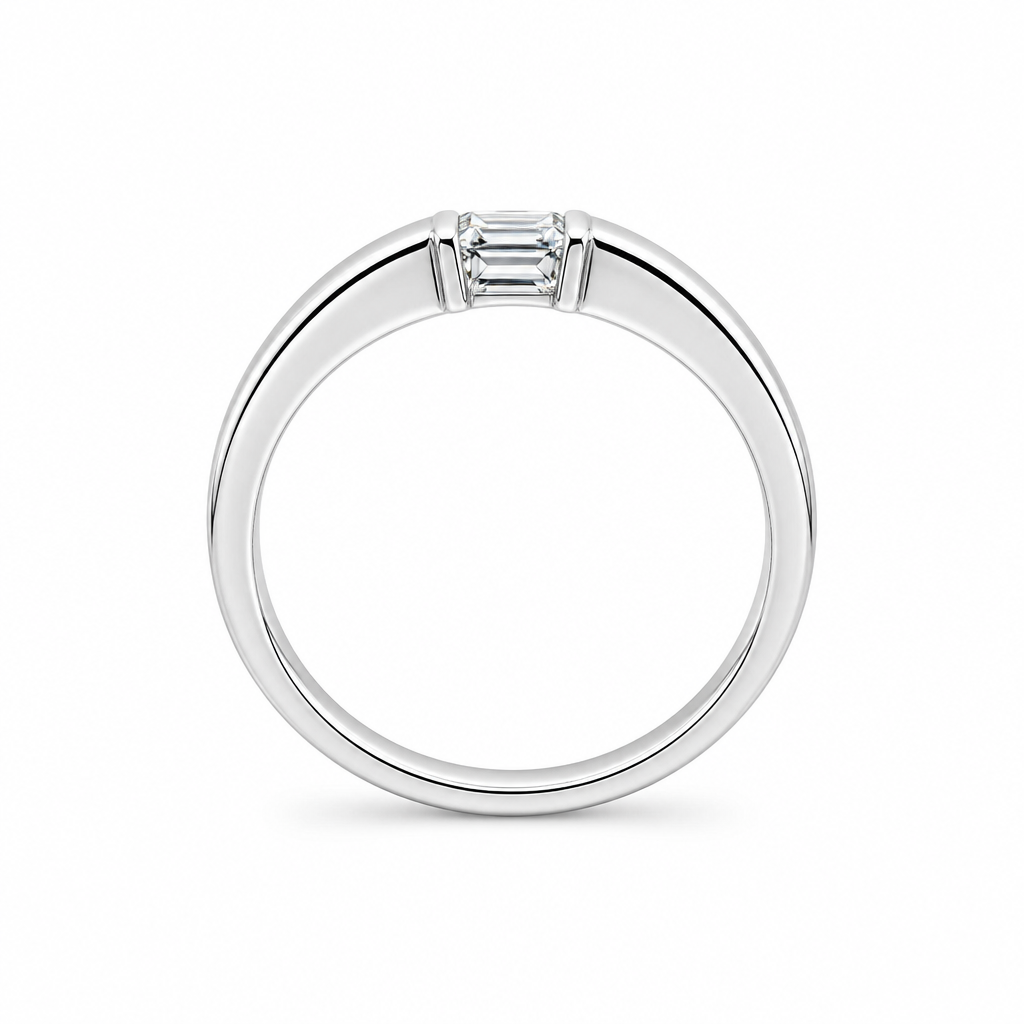 Wide band diamond ring side profile — bespoke Sydney CBD | Tayam Jewellery