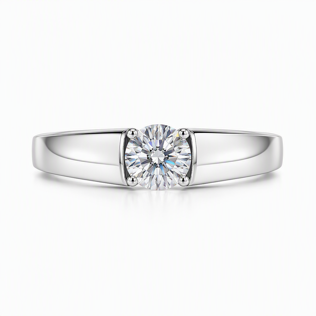 0.5ct round lab grown diamond engagement ring on wide plain band | Tayam Sydney CBD