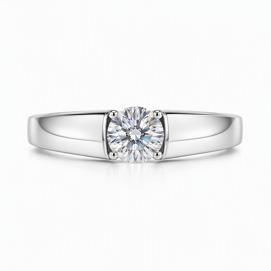 0.5ct round lab grown diamond engagement ring on wide plain band | Tayam Sydney CBD